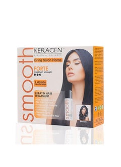 KERAGEN - Brazilian Keratin Hair Smoothing Treatment Express Home Kit - Blowout Straightening System, With 2 Oz Forte Treatment, 2 Oz Clarifying Shampoo And Aftercare Samples 