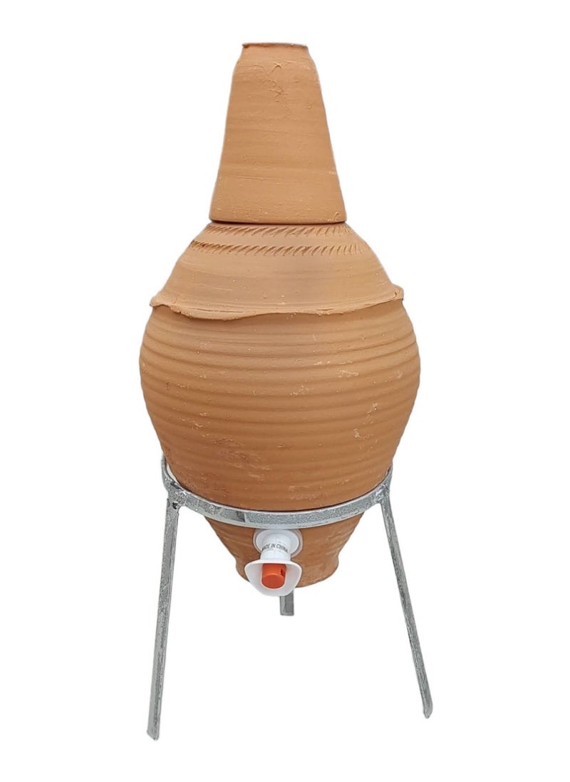 ماركة غير محددة - جرة فخار مع صنبور والكاس - Image 1