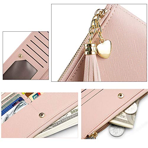 SUMGOGO Slim Wallet for Women Long Tassel Zipper Clutch Purse Handbag Card Case Wallet (Blue) - Image 5