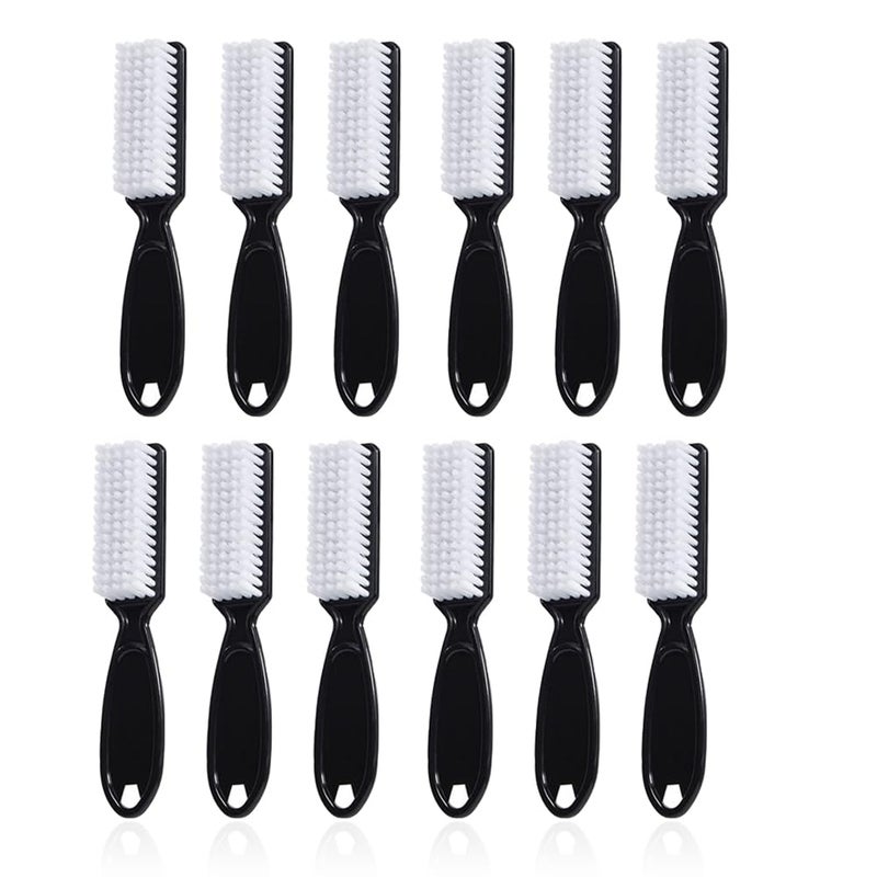 SQULIGT 12Pcs Nail Brush for Cleaning Fingernails, Handle Grip Cleaning Brush for Nail and Toenail, Nail Dust Brush Manicure Pedicure Tools Scrubbing Brush Women Men Home Salon (Black) - Image 1