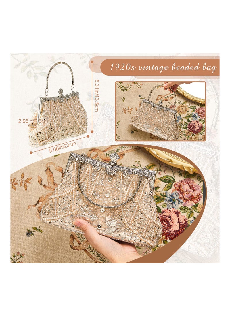 Generic - 1920s Vintage Beaded Evening Clutch Bags for Women, Flapper Handbags for Formal Weddings, Prom, and Cocktail Parties, Elegant Bridal Accessories, Stylish Evening Handbags. - Image 1