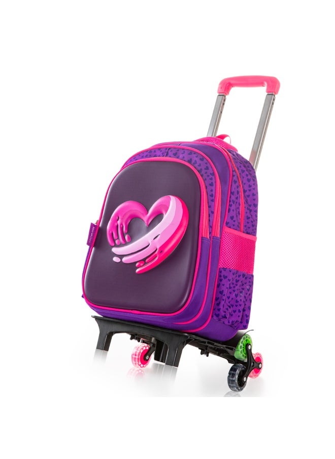 Eazy Kids Eazy Kids School Bag 16" w/ Trolley - Love & Hugs Purple  - Image 1