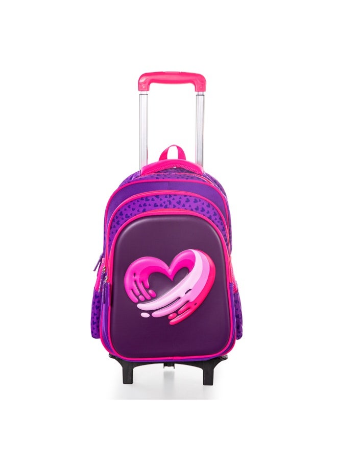 Eazy Kids Eazy Kids School Bag 16" w/ Trolley - Love & Hugs Purple  - Image 2