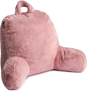 Milliard Reading Pillow with Shredded Memory Foam, Back Rest Pillow for Sitting in Bed with Faux Fur Removable Cover - Image 1