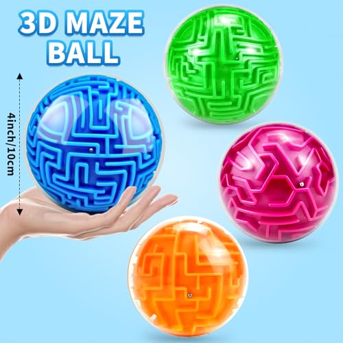 Hymaz 4 Pack 3D Puzzle Maze Ball Magic Brain Teaser Puzzles Maze Game for Adults Kids Memory Sequential Gravity Cube Balls Educational Toys Family Play Easy Medium Hard Challenges - Image 5