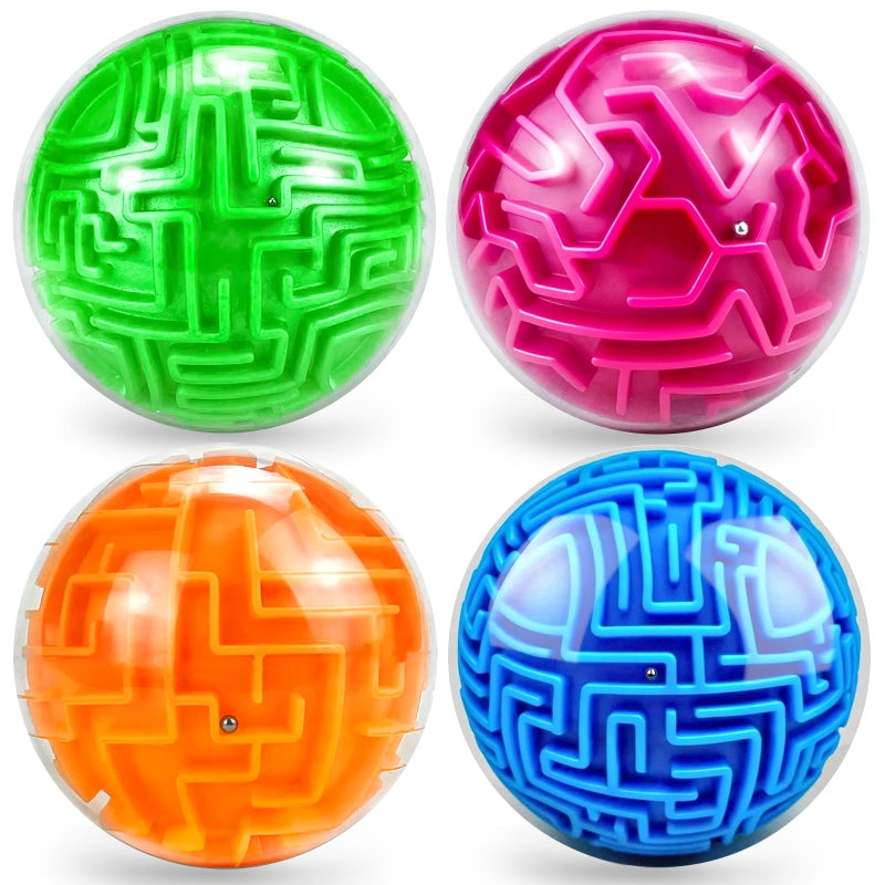 Hymaz 4 Pack 3D Puzzle Maze Ball Magic Brain Teaser Puzzles Maze Game for Adults Kids Memory Sequential Gravity Cube Balls Educational Toys Family Play Easy Medium Hard Challenges - Image 3