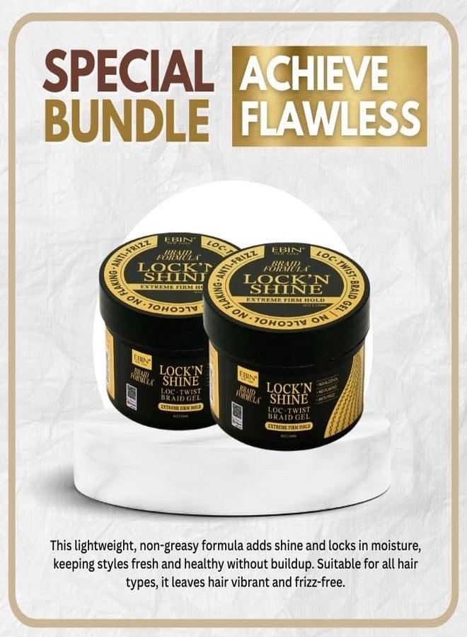 إيبن نيويورك جل تصفيف الضفائر من إيبين نيويورك - عبوة 2X BRAID FORMULA LOCK'N SHINE 8oz - جل تثبيت قوي للغاية للضفائر واللفائف والتسريحات الواقية مع الحفاظ على الرطوبة ولمعان عالٍ - مجموعة هدايا (قطعتان) - Image 2