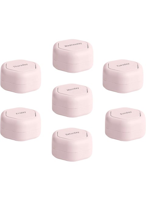 Cadence Travel Containers - Pill Case Set - Magnetic Travel Capsules - A Daily Pill Box for Supplements & Vitamins - Contains 7 Flex Smalls (0.56oz) with Labels for Everyday of The Week - Petal