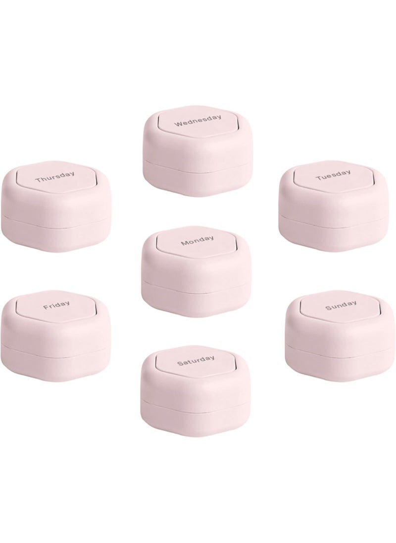 Cadence Cadence Travel Containers - Pill Case Set - Magnetic Travel Capsules - A Daily Pill Box for Supplements & Vitamins - Contains 7 Flex Smalls (0.56oz) with Labels for Everyday of The Week - Petal 