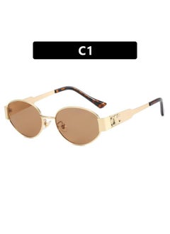 New Metal Arc De Triomphe Sunglasses Women's Internet Popular Tiktok Retro Oval Shade