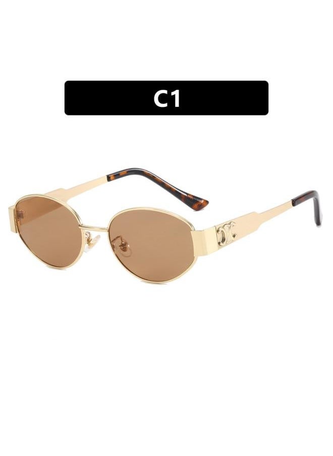 xozgdovg - New Metal Arc De Triomphe Sunglasses Women's Internet Popular Tiktok Retro Oval Shade - Image 1