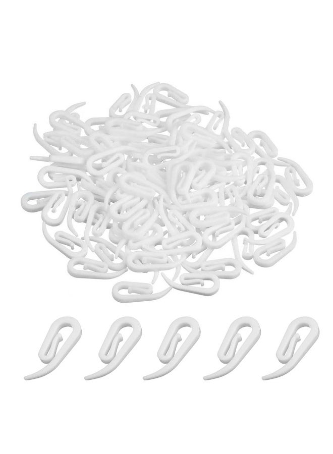 JZS White Plastic Curtain Hooks for Window Curtain, Door Curtain and Shower Curtain,Drapery Hooks,2.8x1.2cm,100PCS - Image 1