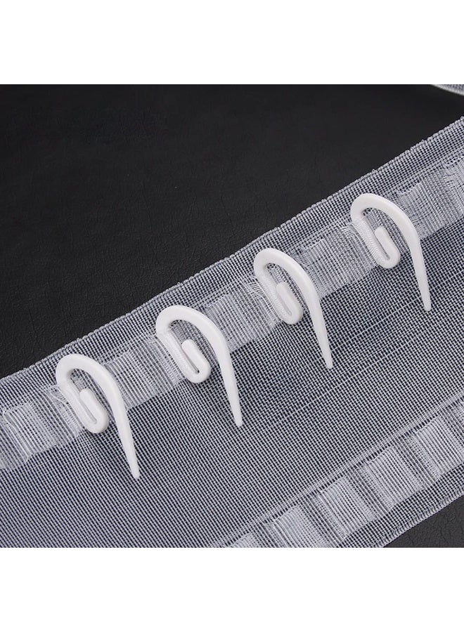JZS 100PCS Plastic Curtain Hooks , Adjustable Drapery Curtain Tape Clip Hook, Drapery Hooks, Durable and Sturdy, Easy to Install,for Window Curtain, Door Curtain and Shower Curtain,Drapery Hooks,2.8x1.2cm - Image 2