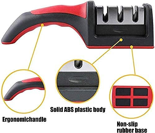 plutofit Plutofit Advanced Manual 3 Stage Kitchen Knife Sharpener Tool kit self Knives Shaping Kitchen Knife Sharpener Rod Sharpening Tool for Steel Knives  - Image 3