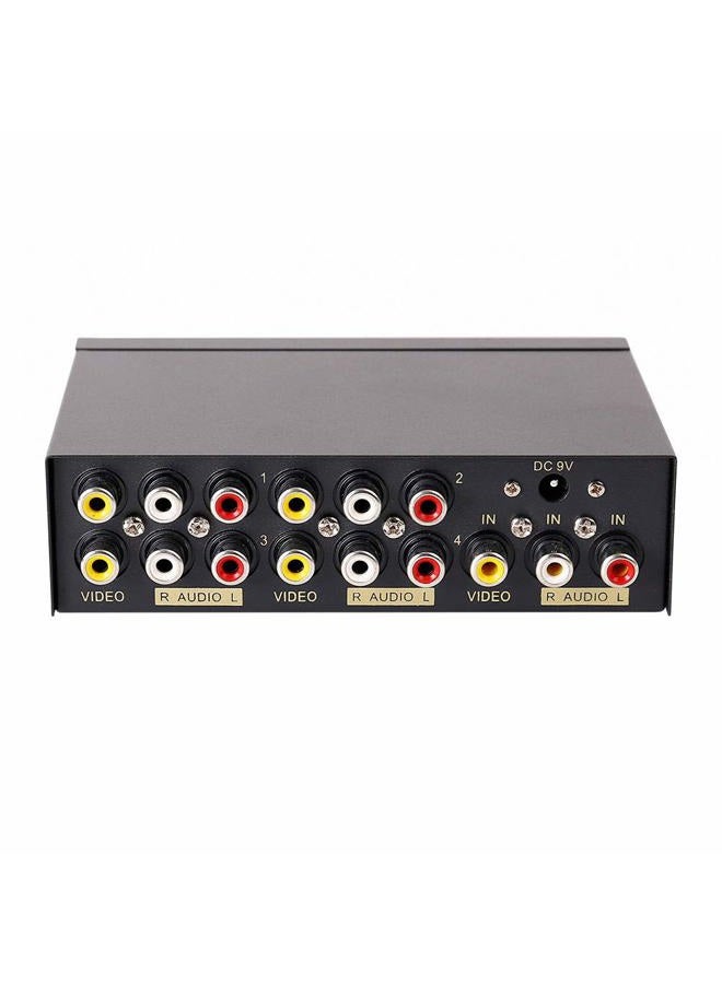 DTech 4 Way 3 RCA Splitter Box with Power Adapter - Image 1