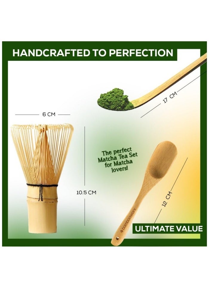 Generic Matcha Whisk Set - (Chasen), Traditional Scoop (Chashaku), Tea Spoon. The Perfect Sets to Prepare a Traditional Cup of Japanese Tea, Handmade from 100% Natural Bamboo  - Image 2