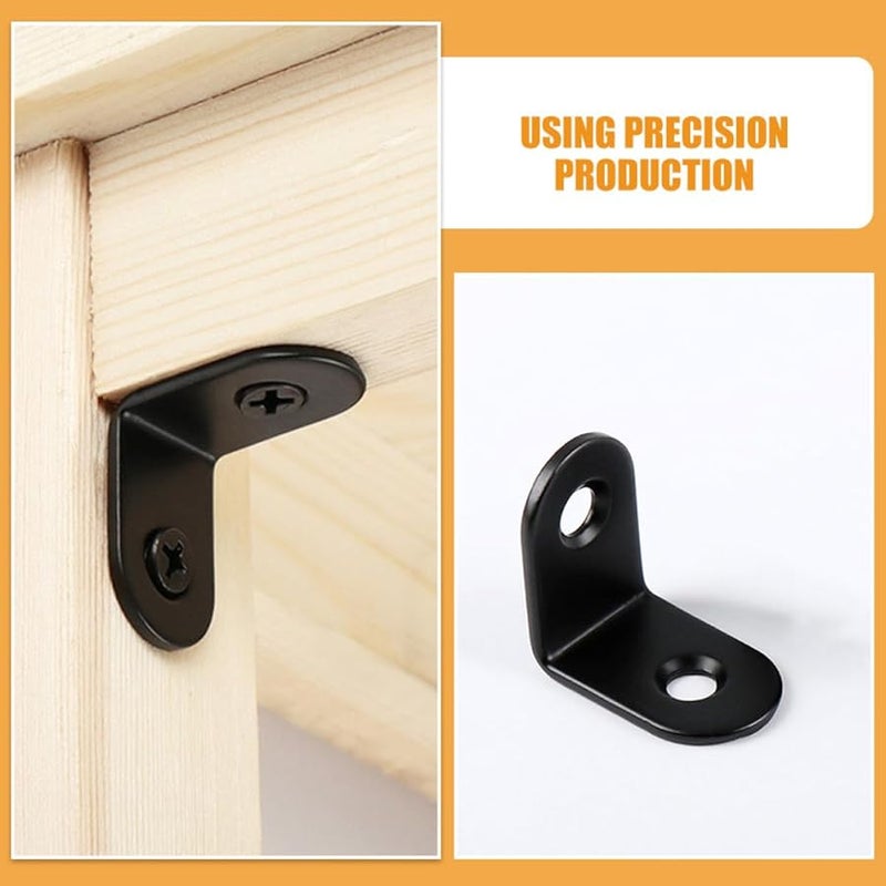 20 قطعة من أقواس الزاوية اليمنى المصنوعة من الفولاذ المقاوم للصدأ شديد التحمل باللون الأسود غير اللامع لدعم الأرفف والخزائن والأثاث - Image 5