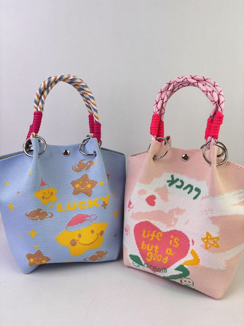 New Ins Korean Style Bucket Bag Fashionable Cute White Pagoda High-End Handbag Large Capacity Magnetic Button Bag - Image 3