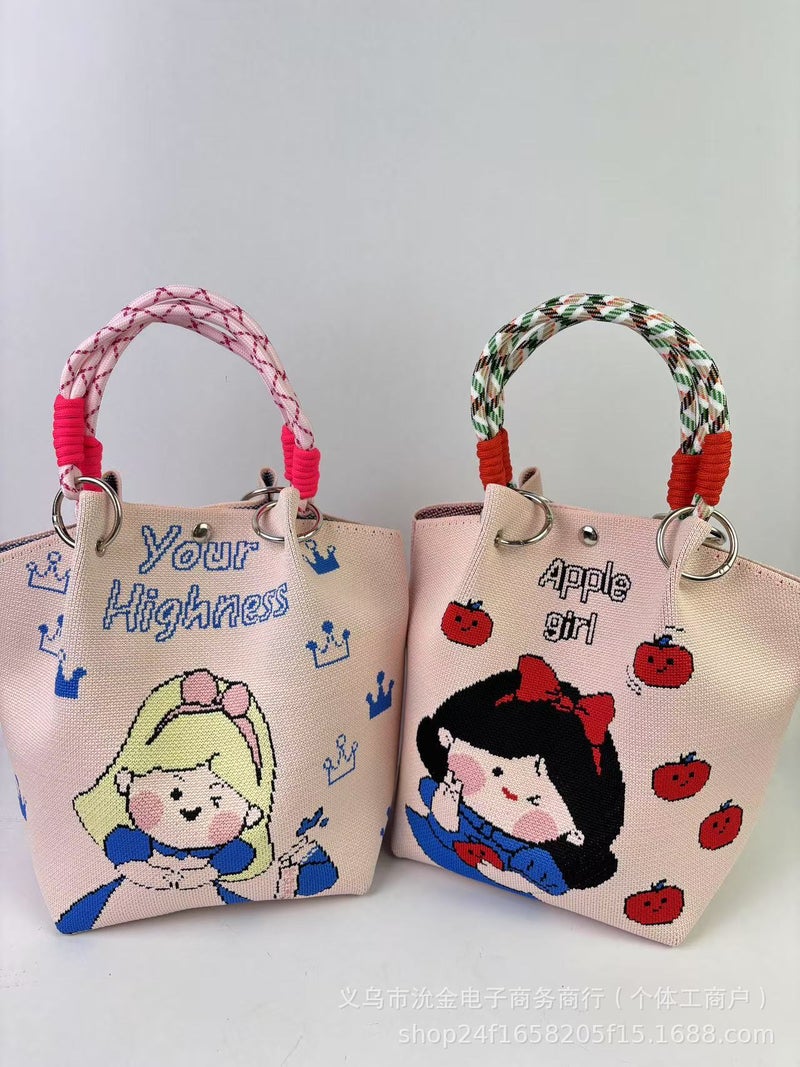 New Ins Korean Style Bucket Bag Fashionable Cute White Pagoda High-End Handbag Large Capacity Magnetic Button Bag - Image 4