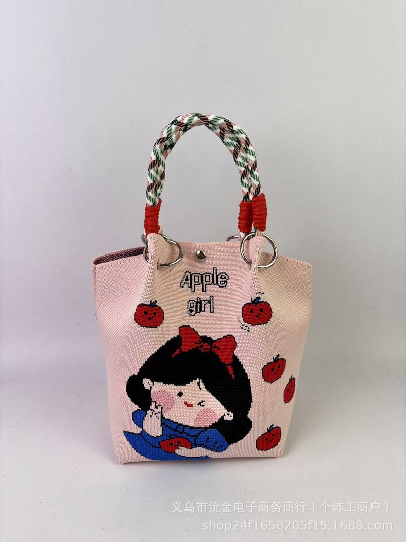 New Ins Korean Style Bucket Bag Fashionable Cute White Pagoda High-End Handbag Large Capacity Magnetic Button Bag - Image 1