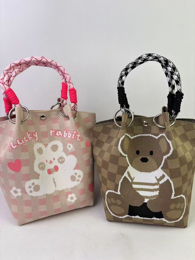 New Ins Korean Style Bucket Bag Fashionable Cute White Pagoda High-End Handbag Large Capacity Magnetic Button Bag - Image 2