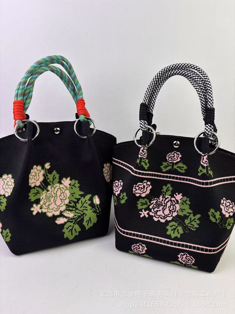 New Ins Korean Style Bucket Bag Fashionable Cute White Pagoda High-End Handbag Large Capacity Magnetic Button Bag - Image 5