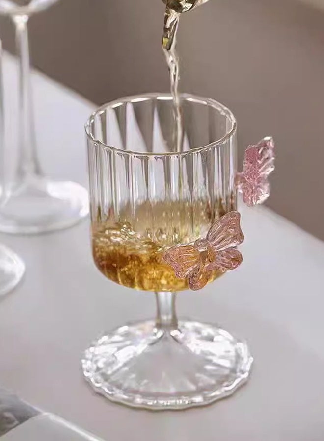 Creative Glass Cups With Butterfly-Shaped Ornament , Heat-Resistant Glass Cup, Drinking Cup, Transparent Drinkware For Coffee, Juice, Drinks, Ice Cream, Etc., 10.5oz - Image 3
