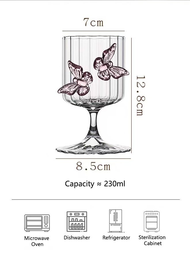 Creative Glass Cups With Butterfly-Shaped Ornament , Heat-Resistant Glass Cup, Drinking Cup, Transparent Drinkware For Coffee, Juice, Drinks, Ice Cream, Etc., 10.5oz - Image 4
