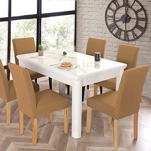 Styleys Polyester Stretchable Removable Washable Anti-dust Chair Covers (SD-23 Beige) - Set of 6 - Image 2