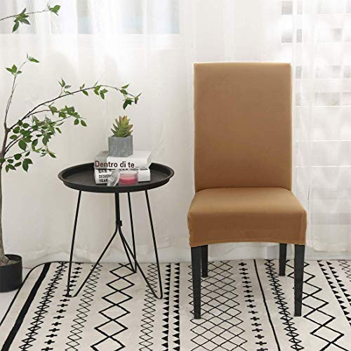 Styleys Polyester Stretchable Removable Washable Anti-dust Chair Covers (SD-23 Beige) - Set of 6 - Image 3