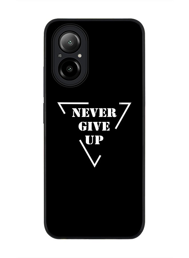 Stylizedd Rugged Black Edge Case for Realme C67 4G, Slim fit Soft Case Flexible Rubber Edges Anti Drop TPU Gel Thin Cover -  Never give up - Image 1