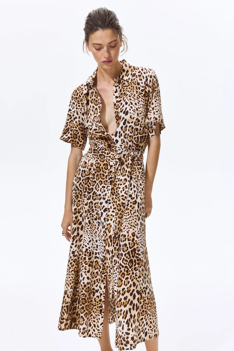 Tie-belt shirt dress