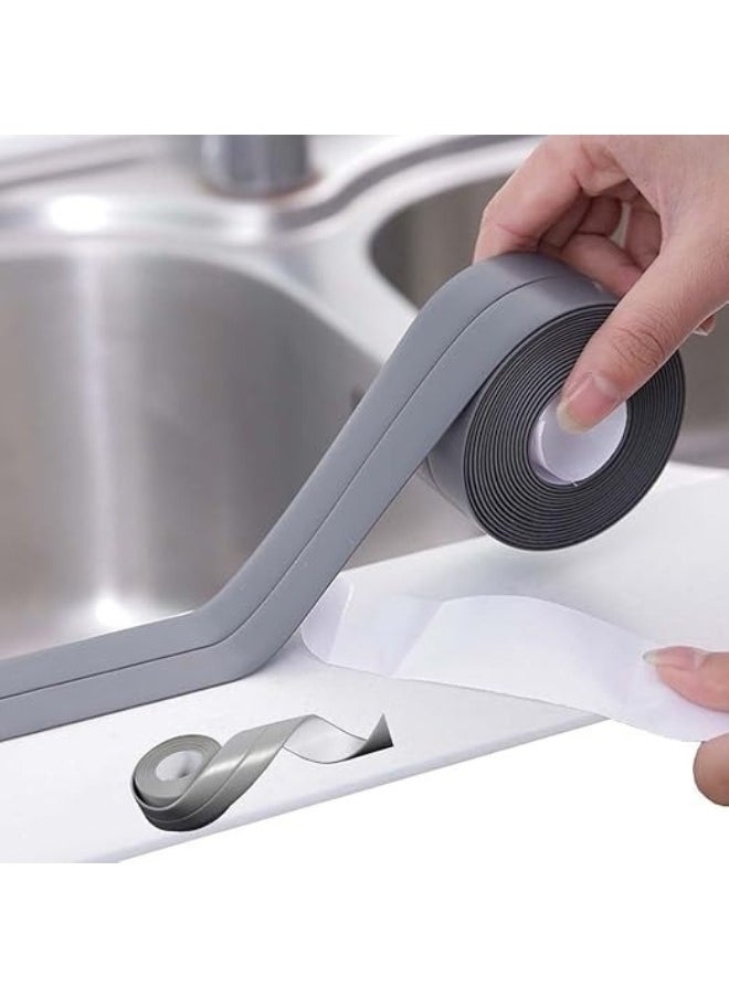 FALMER Self Adhesive Bathroom Waterproof Mouldproof Sealing Tape Wall Mounted Sealant Tape for Bathtub Cracks Walls 3M Grey  - Image 1