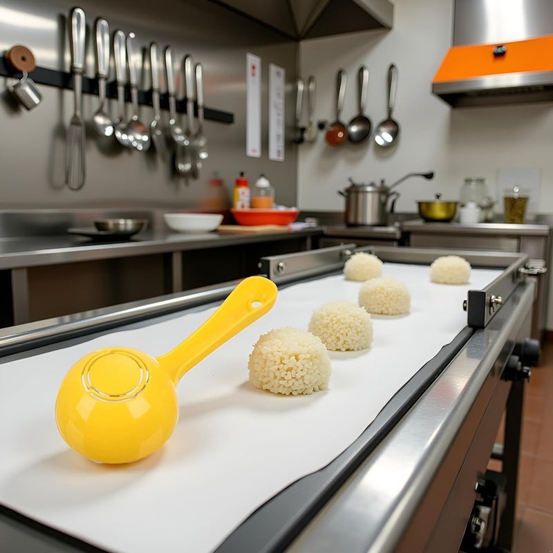 WaigN Yellow Rice Paddle Scoop Mold For Rice Ball Making, Non-stick Sushi Mold Rice Ball Scooper Rice Spatula Kitchen Gadge Yellow for Home Kitchen Restaurant Serving Spoon for Rice Sushi Making - Image 3