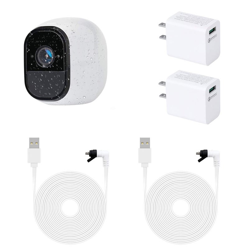 ALERTCAM 2Pack Power Cable for Arlo Pro and Arlo Pro 2, 16.4Ft/5m Weatherproof USB Cable, with Quick Charge 3.0 Power Adapter Continuously Charging Your Security Camera - by ALERTCAM - Image 1