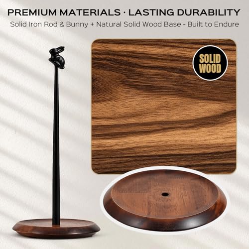 Tocemei Wooden Paper Towel Holder Countertop, Cute Rabbit Design - Natural Solid Wood Base with Iron Rod,Paper Towel Holder countertop for Kitchen Roll Organizing, Dining Table & Home Décor - Image 3