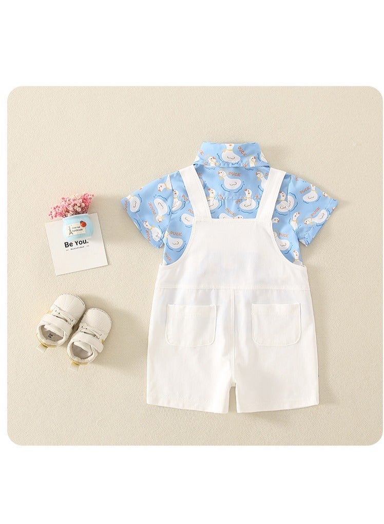 Summer Thin And Cute Big White Goose Two-Piece Short-Sleeved Baby Clothes - Image 2