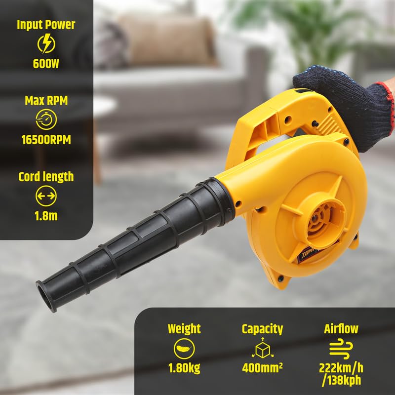TOMAHAWK® Electric Blower – Professional Air Blower – 16500rpm 600W Air Blower Machine (Yellow, 1.8m Cord - Variable Speed) - Image 3