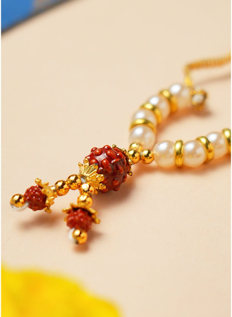 Madhoor Pearl Rudraksha Decorative Pooja Garland (Haar Mala) White for Pooja, Temple Decor & Weddings, 2.5 Inches, 1 Piece - Image 3