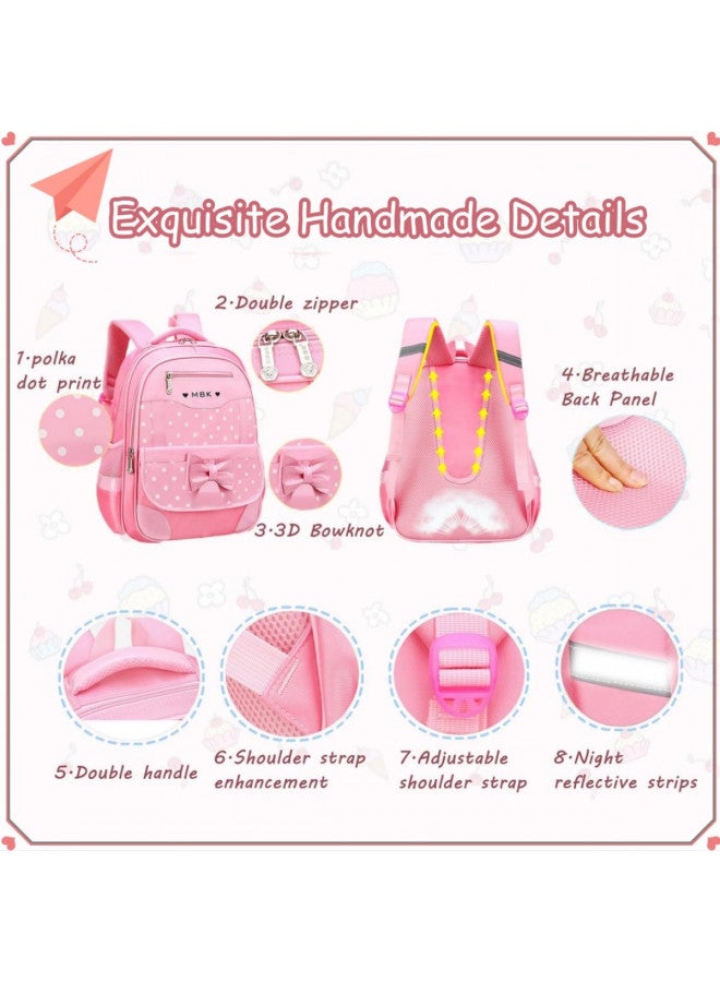 VIDOSCLA School Bags for Girls,2Pcs Bowknot Students Backpack,Elementary Princess Bookbag Sets for School - Image 2