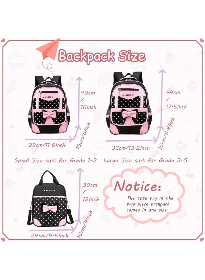 VIDOSCLA School Bags for Girls,2Pcs Bowknot Students Backpack,Elementary Princess Bookbag Sets for School - Image 1
