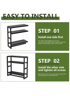 XiuWoo 3 Tier Adjustable Wood Bamboo Home Wall Mounted Storage Rack, Over Toilet Rack, Bathroom Organizer, Bathroom Rack, Storage Organizer Shelf with Towel Bar Shower  - Image 5