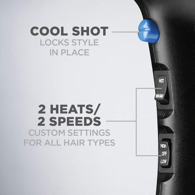 Conair 1875 Watt Turbo Hair Dryer, Blue/Black - Image 3