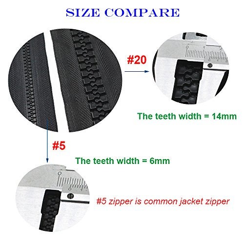 YaHoGa 150cm #20 Super Large Separating Giant Plastic Zippers for Sewing Tents Coats Overcoats Boat Cover Canvas Heavy Duty Huge Resin Zippers (59" Black) - Image 4