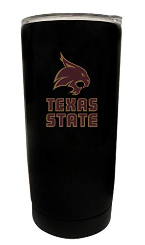 R and R Imports Texas State University Black Insulated Stainless Steel Tumbler Glossy brushed finish Officially Licensed Collegiate Product