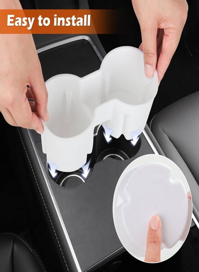 frani Center Console Cup Holder Designed for Tesla Model 3 2021-2023 Model Y 2021-2024,Tesla Interior Center Console Accessories White - Image 5