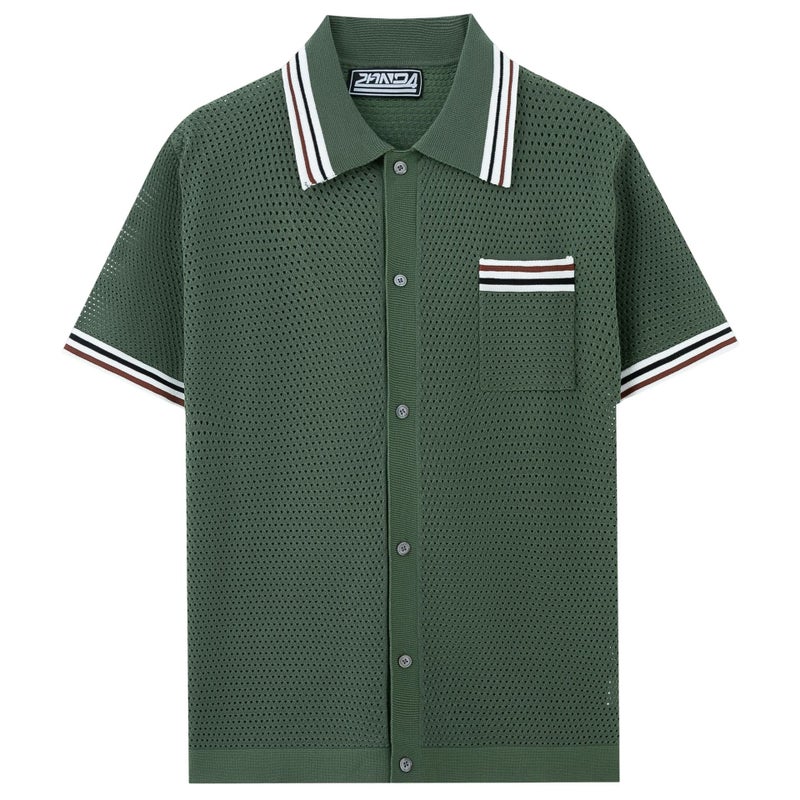 Men's Casual Knitted Polo Shirt Short Sleeve - Image 2