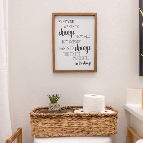 Athena's Elements Framed Wooden Bathroom Decor - Humorous Farmhouse Toilet Paper Sign, Vintage Wooden Art with Pre-Installed Hanger, Eco-Friendly Gift-Ready Bathroom Humor Print, Boho - Image 3