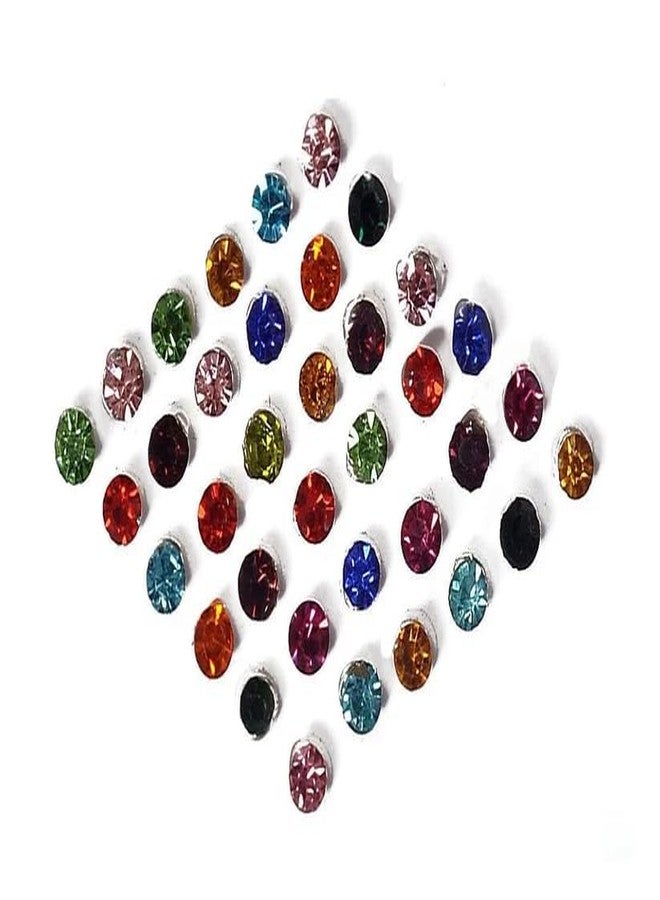 Generic Diamond Crystal Indian Crafts Stickers Indian Bindi for Women Face Jewels Diamond Cut Bindi Indian Round Bindi Women Bollywood Party Mix Size Forehead Face Sticker Stone Bindi (Multicolour) - Image 3
