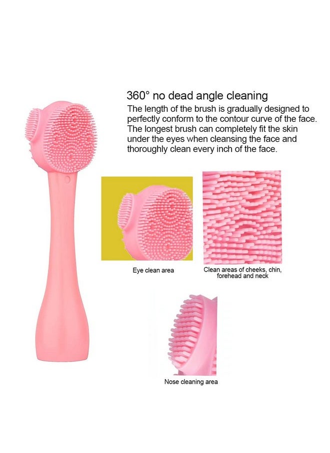 SYGA Face Cleasing Brush Silicone Face Scrubber Exfoliating Wash Brush Dual Face With Flexible Spatula Nose Cleaning Cream Applicator Mask Collector Great for Face Clean Care and Make Up- Pink - pzsku/ZDAC7FE6869B25FAE925DZ/45/_/1738306513/b209209b-2120-493f-9b87-dd1a9501046c